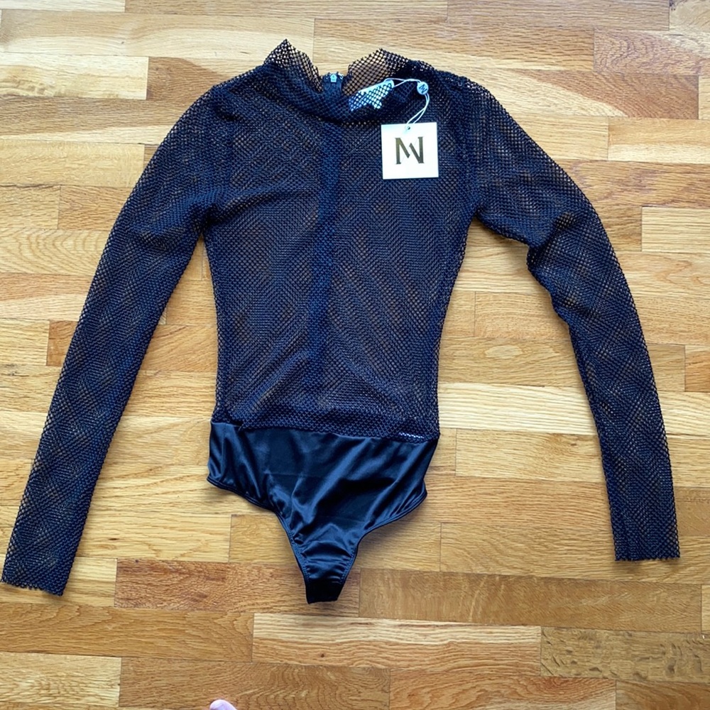 Meshki Boutique Mesh, Black, Bodysuit. Large.
